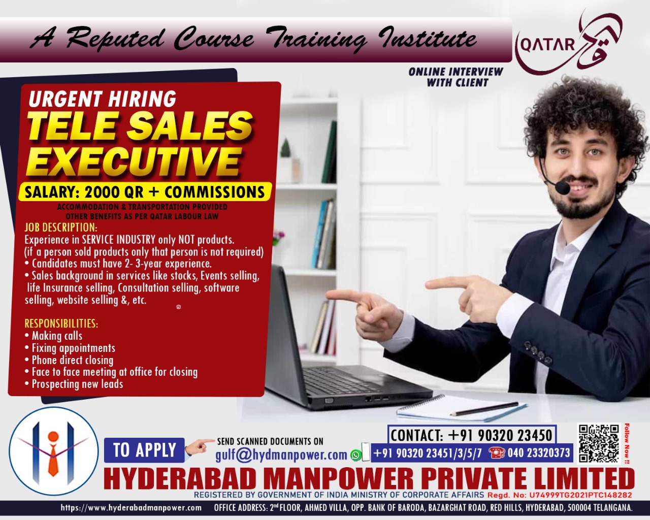 Urgent Hiring Tele Sales Executive for Qatar