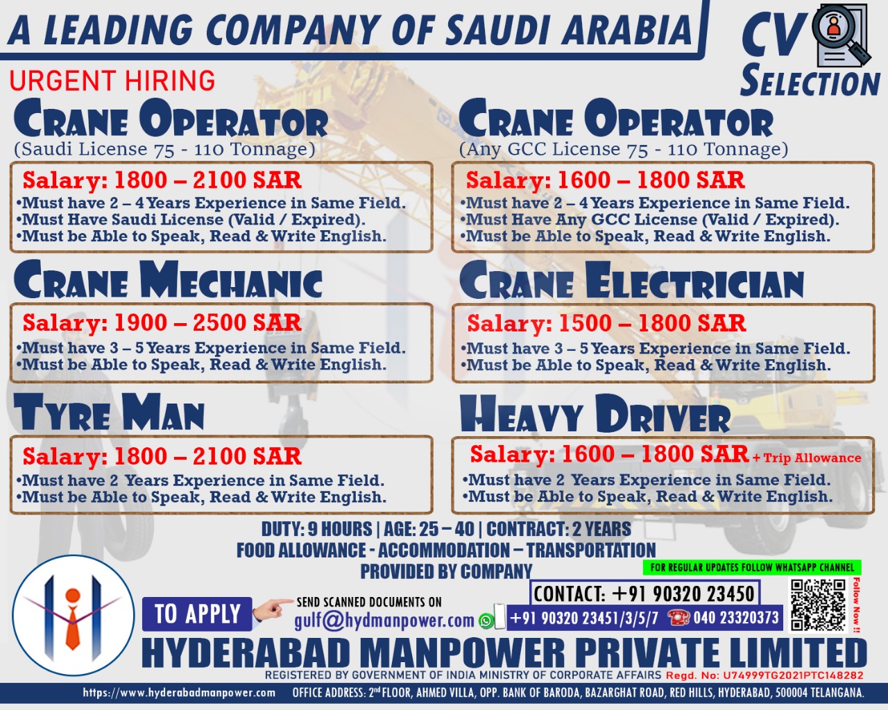 Urgent Hiring for Saudi Arabia